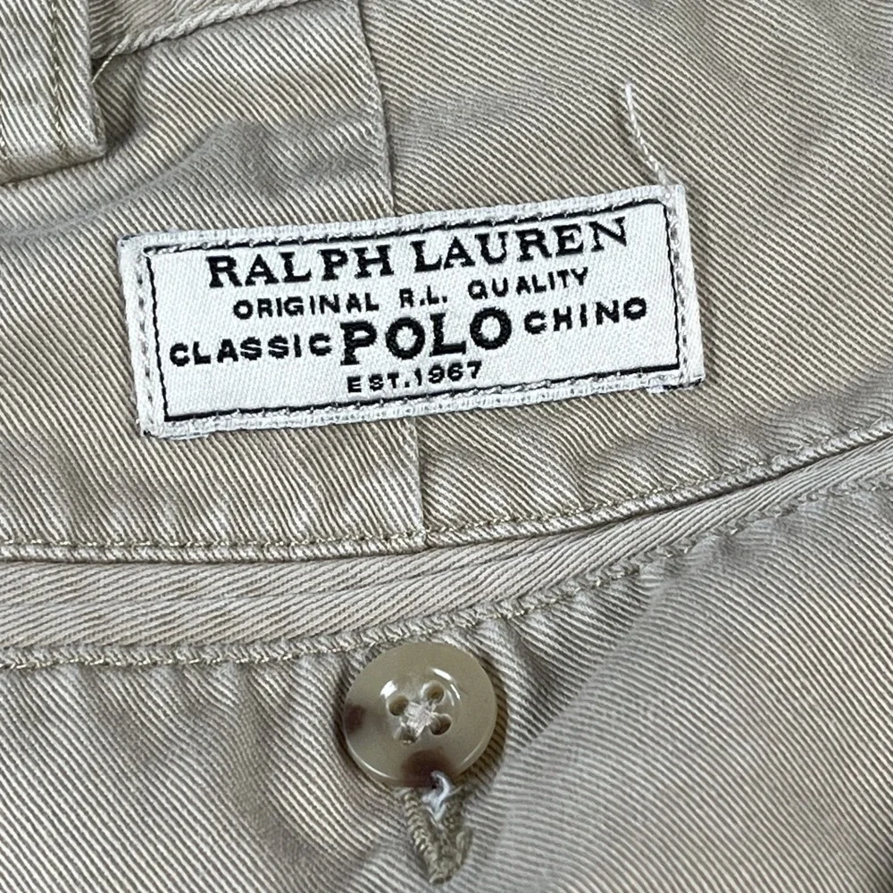 Polo Ralph Lauren Prospect Chino Shorts Mens 38 Beige Cotton Flat Front Casual